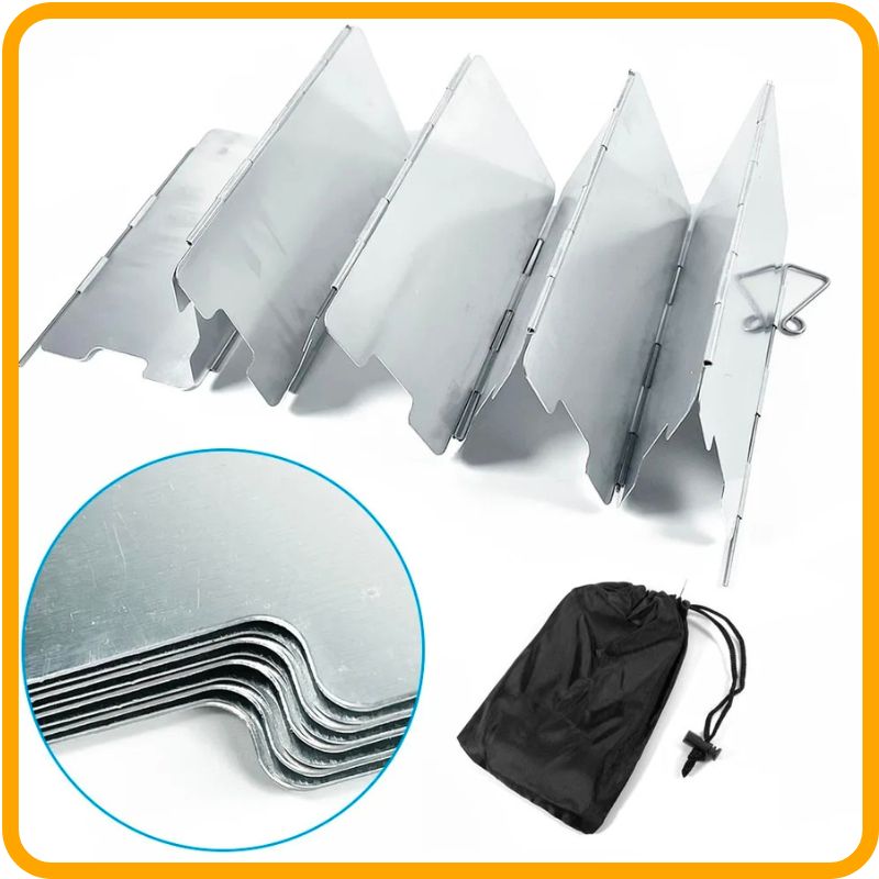 Foldable Windshield for Gas Stove – Wind Protection for Cooking During Emergencies or Outdoor Use, perfect for camping.