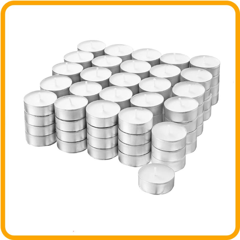 Brighten your space with Unscented Tea Light Candles – 4-Hour Long Burn – Pack of 30/50/100 – White for any occasion.