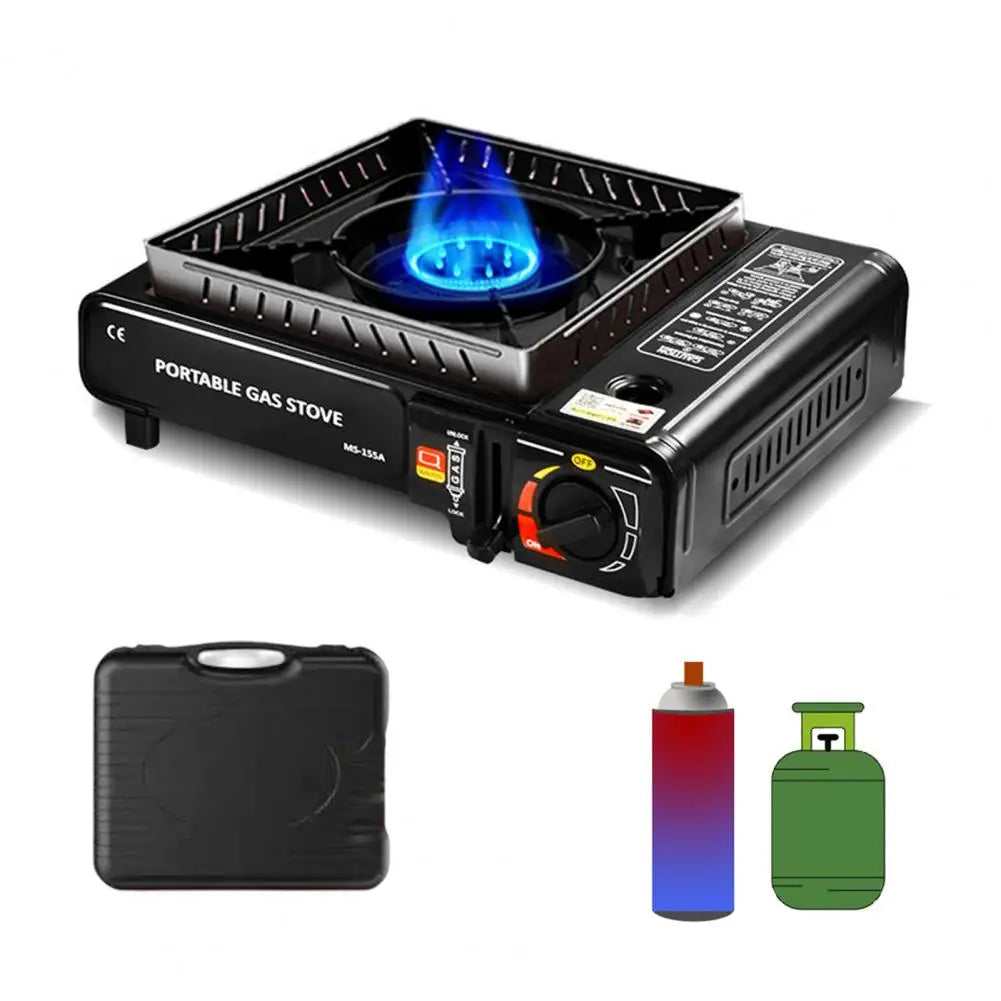 Portable outdoor Dual-Fuel Butane & LPG gas stove offers reliable cooking power for camping and emergencies.