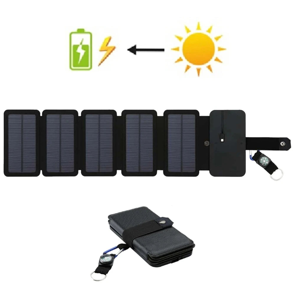 Cargador de Panel Solar para exteriores, plegable, para acampar, senderismo, mochilero, viaje, alimentación para teléfono inteligente, dispositivo de salida USB portátil de 5V 2.4a