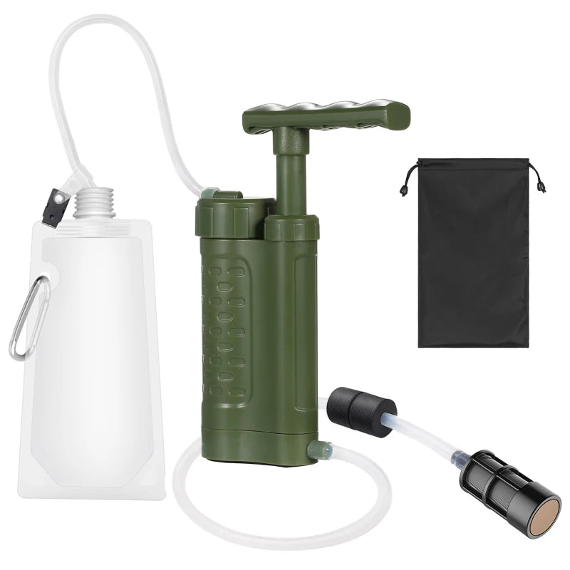 Water Purifier Pump, Water Filtration System with 0.01 Micron Water Filter, Emergency Survival Gear for Outdoor Camping and Hiking