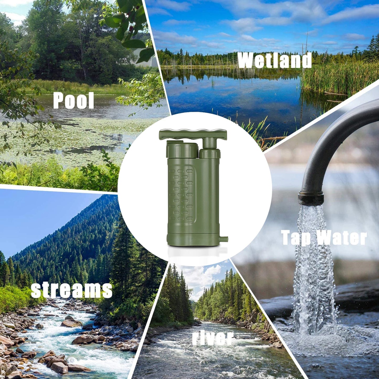 Water Purifier Pump, Water Filtration System with 0.01 Micron Water Filter, Emergency Survival Gear for Outdoor Camping and Hiking