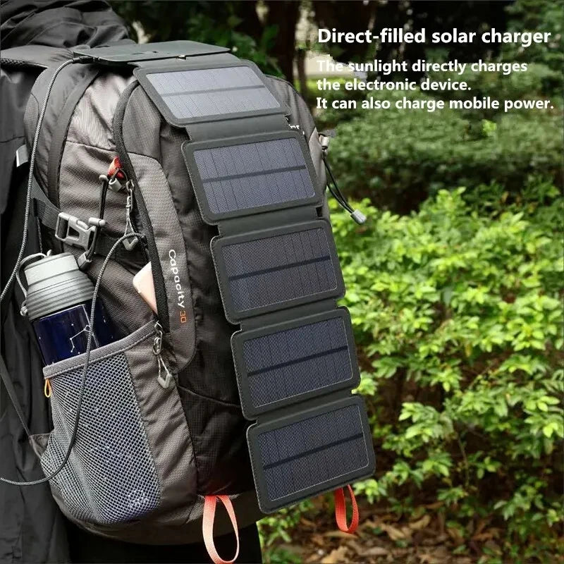 Cargador de Panel Solar para exteriores, plegable, para acampar, senderismo, mochilero, viaje, alimentación para teléfono inteligente, dispositivo de salida USB portátil de 5V 2.4a