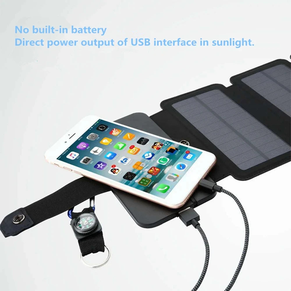 Cargador de Panel Solar para exteriores, plegable, para acampar, senderismo, mochilero, viaje, alimentación para teléfono inteligente, dispositivo de salida USB portátil de 5V 2.4a