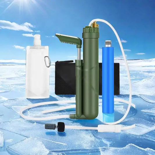 Filterwell Pompe à main portable RO Filtre à eau Purificateur Osmose inverse Kit de survie d'urgence extérieur pour randonnée Camping Voyage 