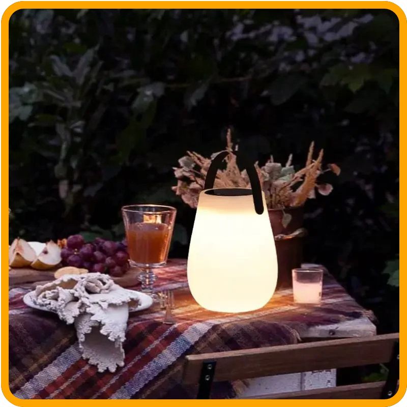 Lanterne de table solaire à LED – Lampe de camping portable | Rechargeable par USB, résistante aux intempéries