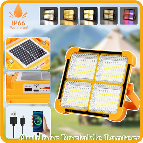 Lampe solaire d'extérieur portable à LED – Lanterne d'urgence rechargeable par USB | Batterie externe