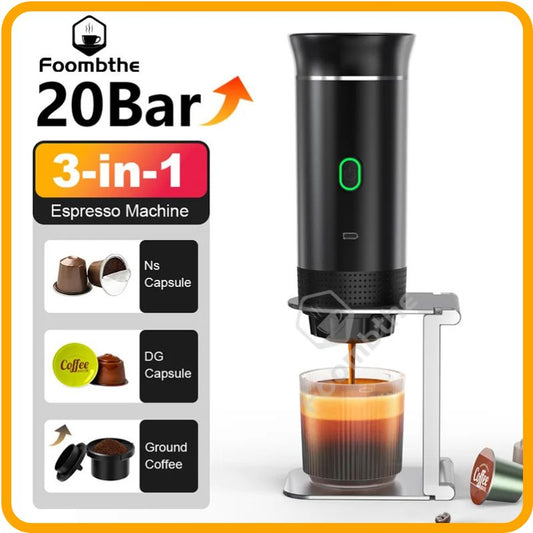 Machine à expresso portable sans fil – Cafetière 3 en 1 | Poudre et capsules | Rechargeable par USB 