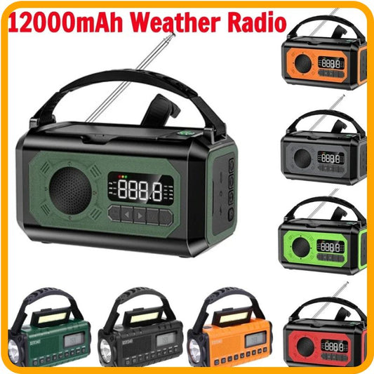 12000mAh Emergency Weather Radio with Dual Solar Panels – Power, Light offers reliable updates and emergency power solutions.