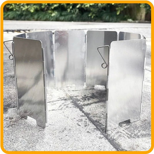 Foldable Windshield for Gas Stove – Wind Protection for Cooking During Emergencies or Outdoor Use keeps flames shielded while cooking.