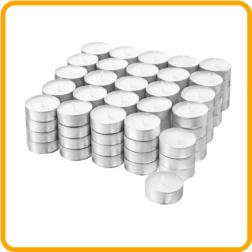 Brighten your space with Unscented Tea Light Candles – 4-Hour Long Burn – Pack of 30/50/100 – White for any occasion.