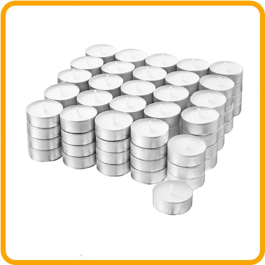 Brighten your space with Unscented Tea Light Candles – 4-Hour Long Burn – Pack of 30/50/100 – White for any occasion.