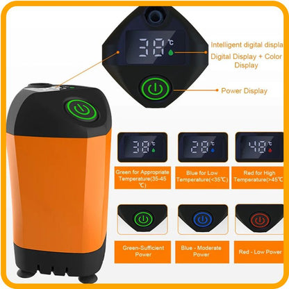 Portable Outdoor Shower with Built-In Battery features a temperature display for convenient outdoor use anywhere.