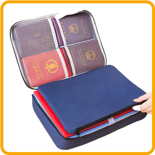Sac organiseur de documents étanche de grande capacité – Porte-documents multi-poches pour les voyages, le bureau, l'école et les situations d'urgence