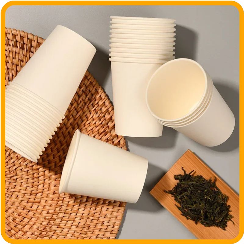 Lot de 100 gobelets jetables en papier blanc de 250 ml – Verres à café et à thé écologiques