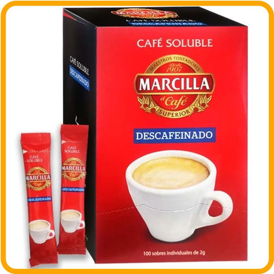 Café instantané décaféiné Marcilla – 100 sachets | Un café savoureux pour les voyages et les trousses d'urgence