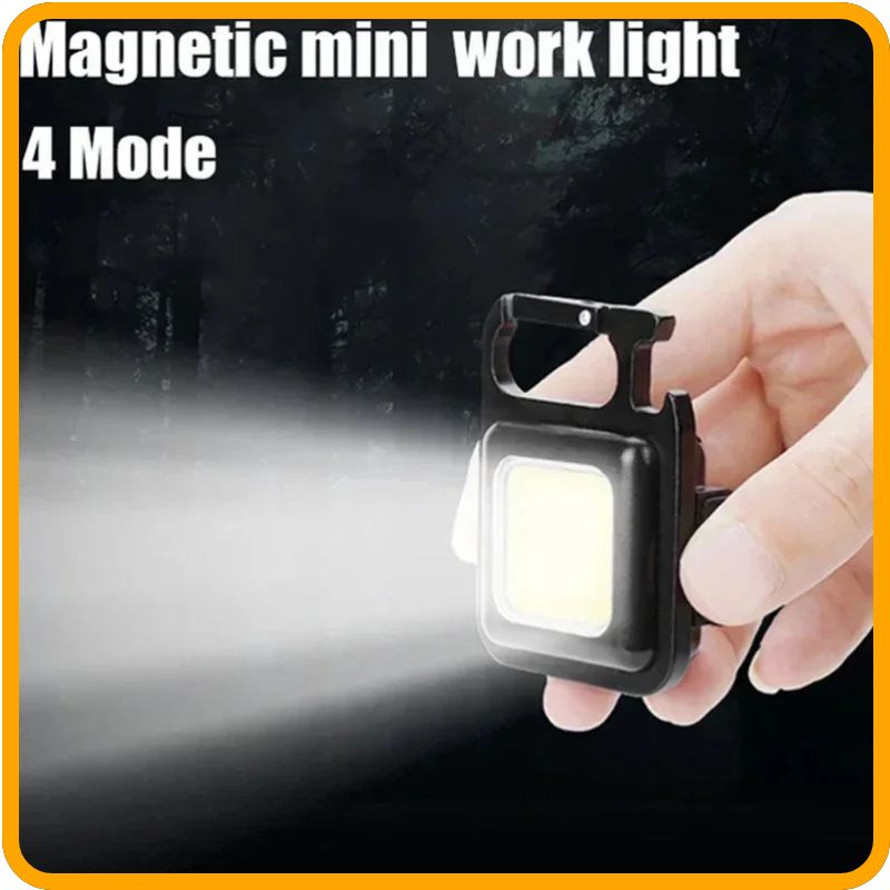 Mini lampe torche porte-clés rechargeable par USB – LED 800 lumens | Clip de poche, base magnétique, décapsuleur 