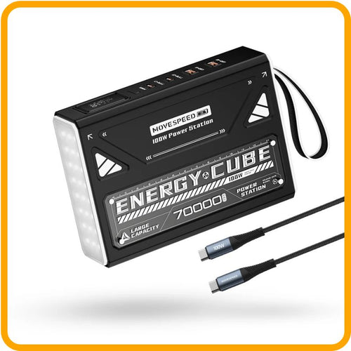 Batterie externe – 70 000 mAh | Charge rapide 100 W, USB-C, écran LED, voyant SOS | Pour iPhone, MacBook, camping et urgences