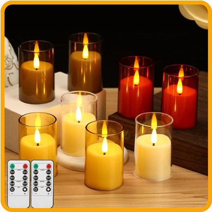 12 bougies piliers LED sans flamme à piles – Lumière blanche chaude | Télécommande et minuterie incluses 