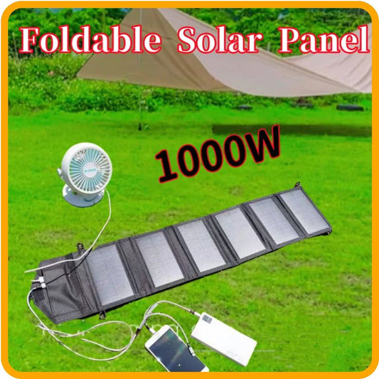 Chargeur solaire pliable 1000 W – Alimentation USB et Type-C portable pour téléphones et batteries externes | Étanche et pratique pour les voyages