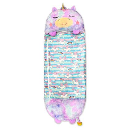 Cozy 2-in-1 Convertible Kids Sleeping Bag with plush unicorn design, perfect for sleepovers and playtime comfort.