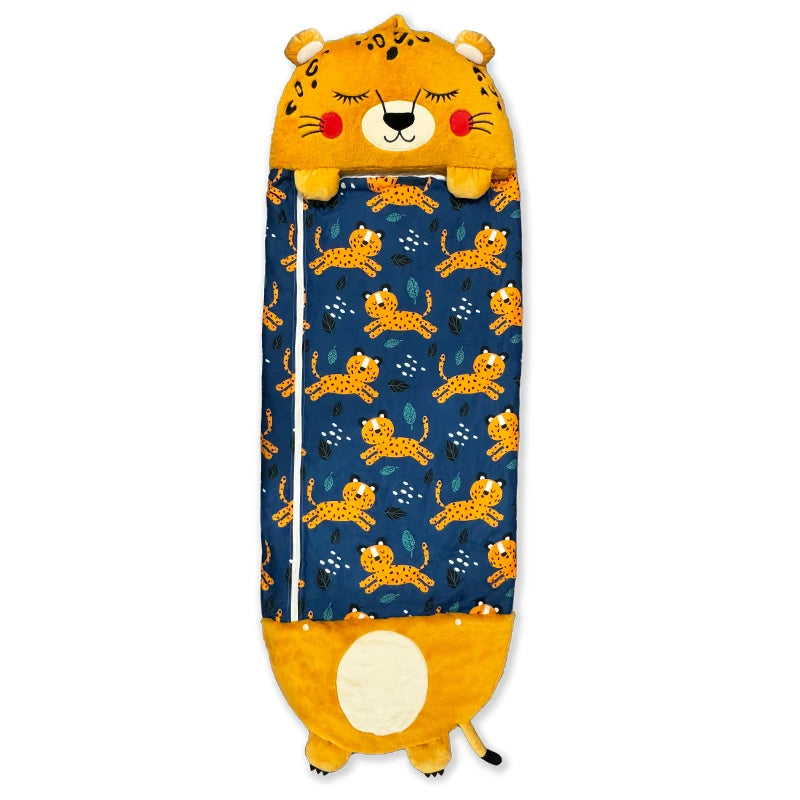 Soft and cozy 2-in-1 Convertible Kids Sleeping Bag, perfect for sleepovers and cuddles, featuring a playful cartoon design.