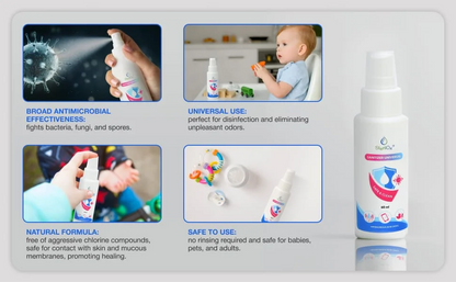 🌿 SterilOx 60ml – Natural, Safe disinfectant, perfect for families to eliminate germs and odors without harsh chemicals.