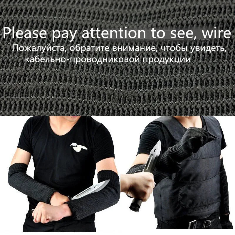 Cut-Resistant Arm Sleeves – Self-Defense protect against sharp hazards with steel wire mesh for industrial safety.