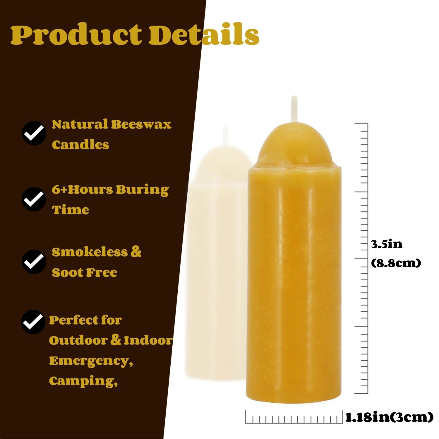 Emergency Beeswax Candles Pack – Clean, Long-Lasting Light for Power Outages, perfect for blackouts and outdoor use.