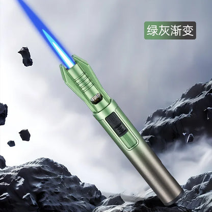 Windproof jet flame Torch Lighter with safety lock, ideal for emergencies and outdoor grilling. Refillable butane gas lighter.