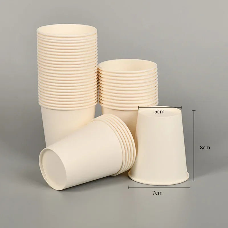 100-Pack 250ml Disposable White Paper Cups – Eco-Friendly Coffee, perfect for gatherings, offices, or on-the-go beverages.
