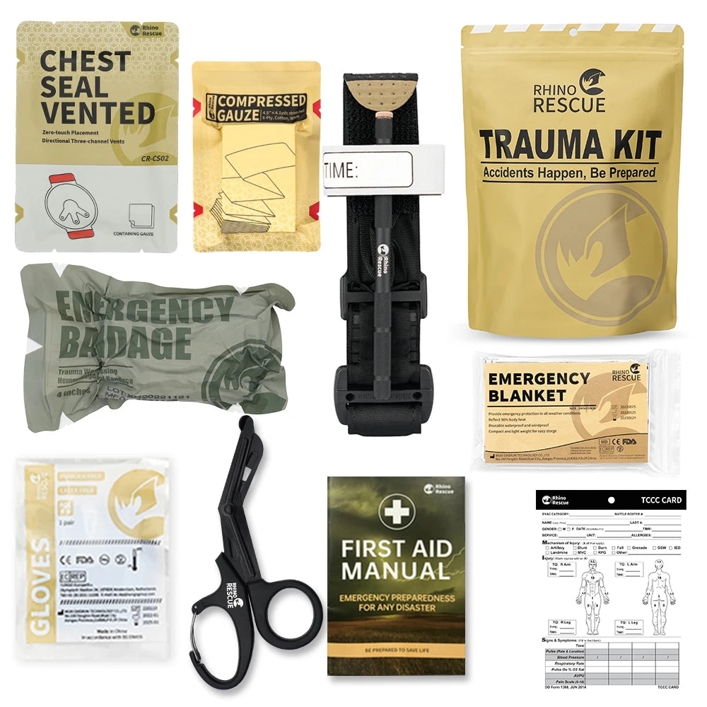 Comprehensive Trauma First Aid Kit – Tactical Emergency Medical Pack for severe injuries and disaster preparedness.