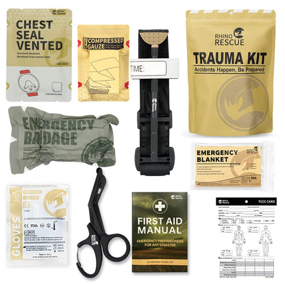 Comprehensive Trauma First Aid Kit – Tactical Emergency Medical Pack for severe injuries and disaster preparedness.
