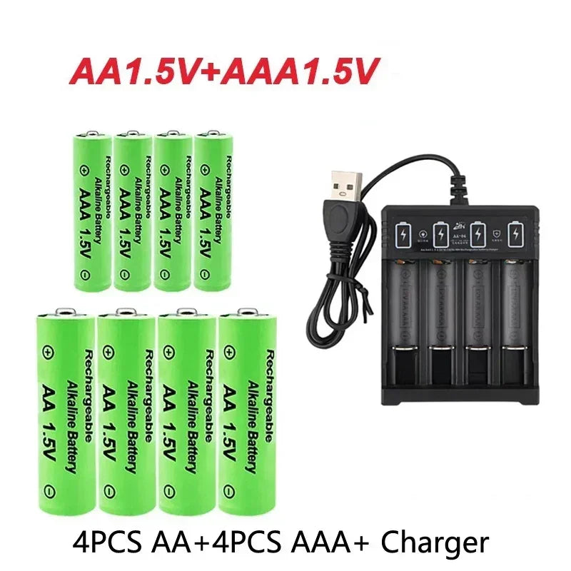 High-capacity 1.5V Rechargeable Battery Set – AA 9800mAh, AAA 8800mAh, Smart Charger for long-life power in radios.