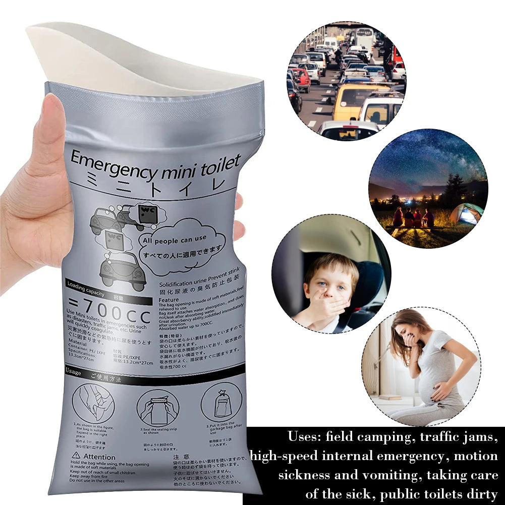 Portable and leakproof, 🚻 700ml Disposable Emergency Urine Bags offer a hygienic solution for on-the-go emergencies.