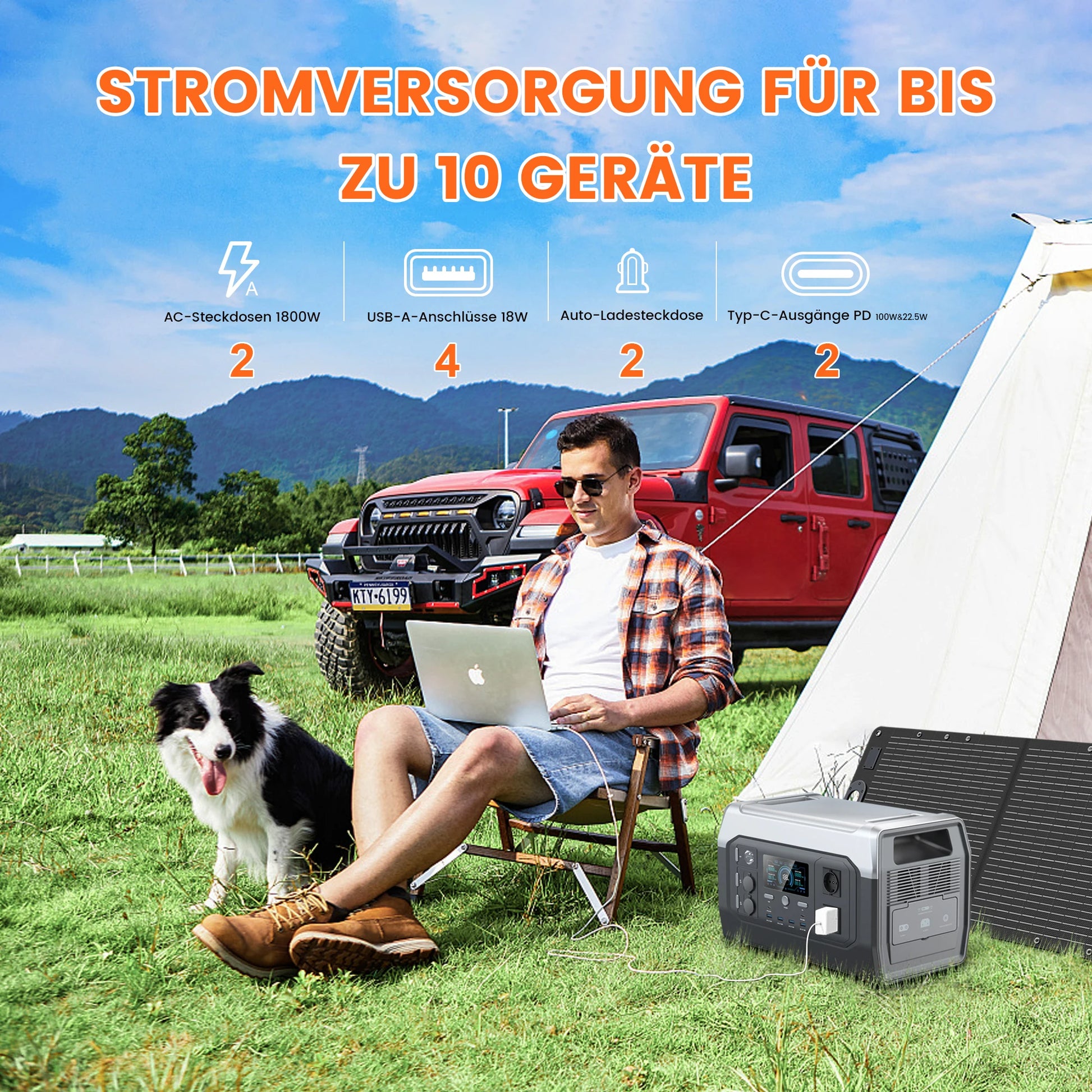 Portable Power Station – Reliable LiFePO₄ Solar Generators for Emergency Backup, Camping, RV in outdoor setting with user.