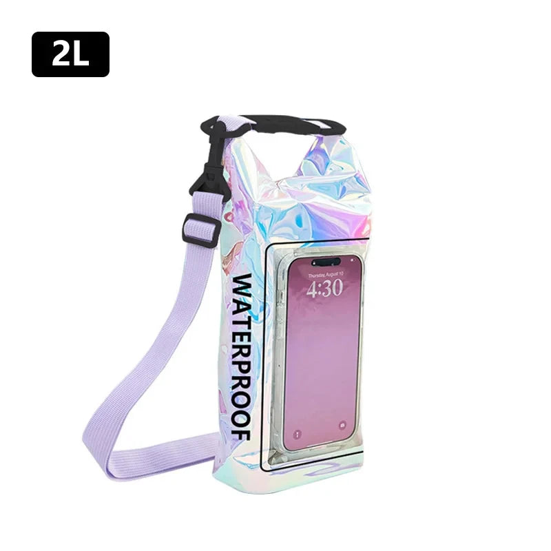 2L 5L Dry Bag Swimming Pack Touch Screen Outdoor Waterproof Kayak Storage Bag for trekking, rafting, and boating adventures.
