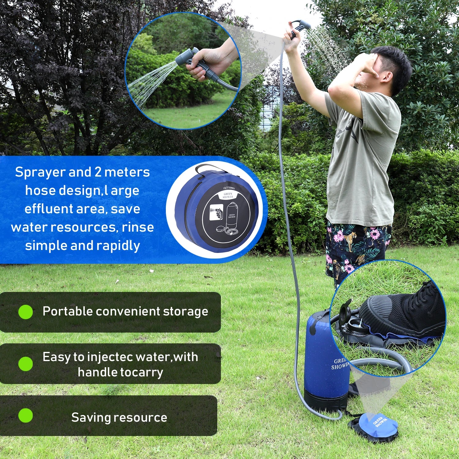 12L Portable Outdoor Shower Bag – Fast Rinse, Big Capacity, Smart Design offers efficient rinsing for camping and emergencies.