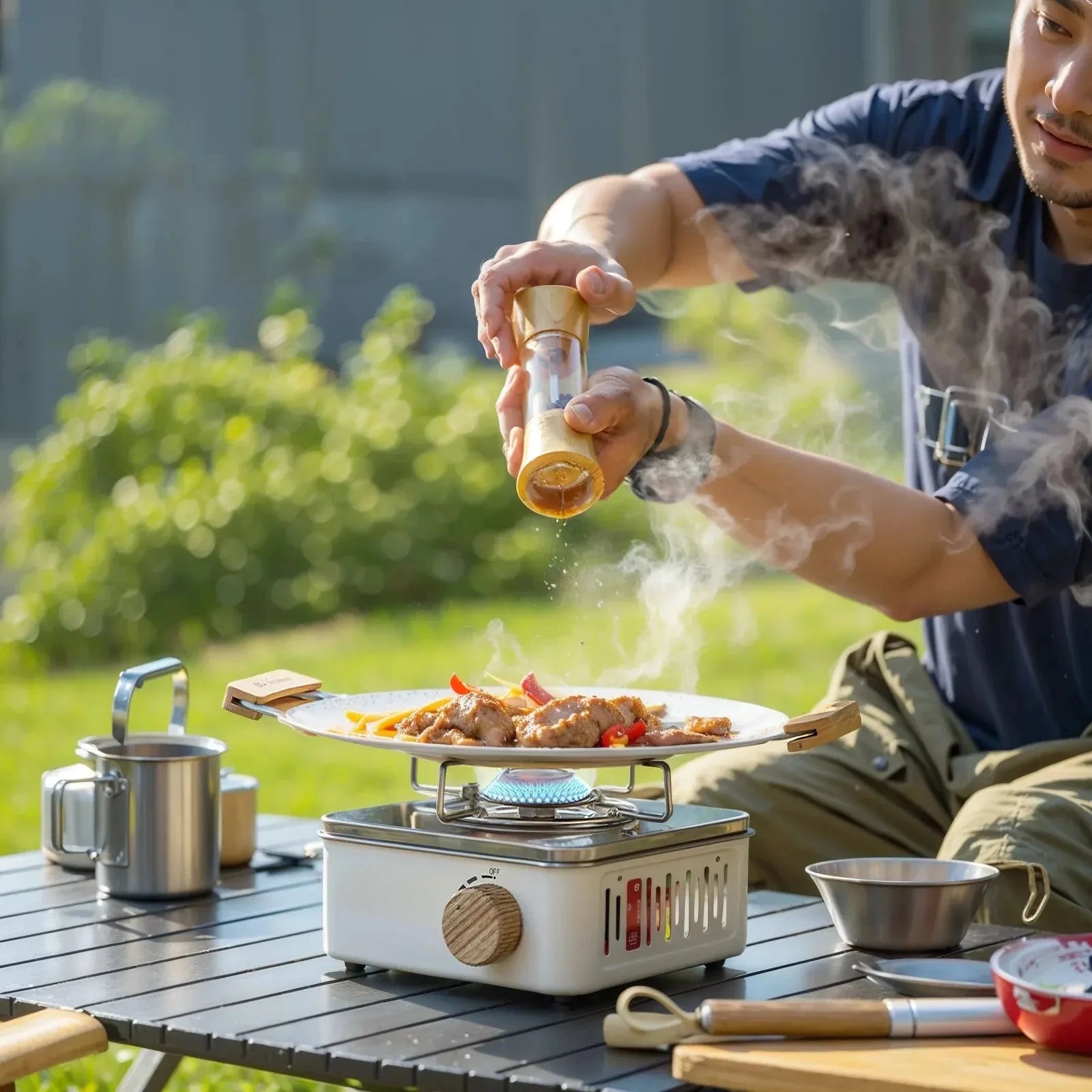 Effortlessly cook outdoors with the Portable Gas Camping Stove – 2800W High-Heat Burner, perfect for meals and boiling water.