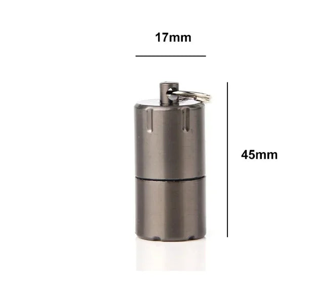 Compact and durable Mini Windproof Metal Kerosene Lighter Keychain – Refillable Survival Fire Starter in sleek black design.