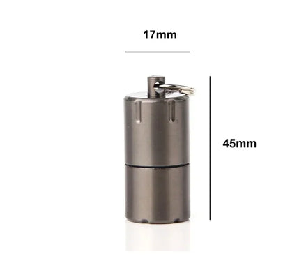 Compact and durable Mini Windproof Metal Kerosene Lighter Keychain – Refillable Survival Fire Starter in sleek black design.