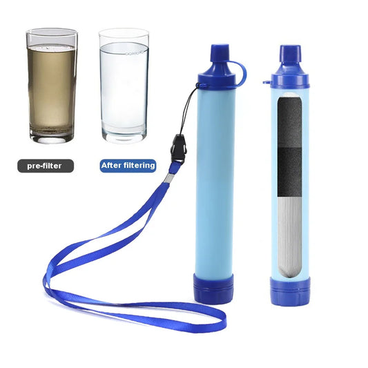 Filtre à eau personnel d'extérieur de 396 gallons, système de filtration ultra-léger en 4 étapes de 0,01 micron, purificateur d'eau portable, paille de survie