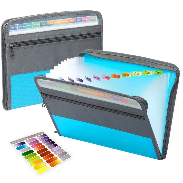 Keep your documents secure with this Accordion File Organizer with Safe Zipper, 13 Pocket Expanding File Folder, ideal for school and office supplies.