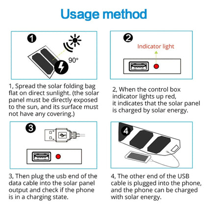 Cargador de Panel Solar para exteriores, plegable, para acampar, senderismo, mochilero, viaje, alimentación para teléfono inteligente, dispositivo de salida USB portátil de 5V 2.4a