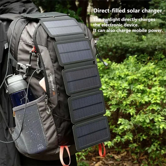 Cargador de Panel Solar para exteriores, plegable, para acampar, senderismo, mochilero, viaje, alimentación para teléfono inteligente, dispositivo de salida USB portátil de 5V 2.4a