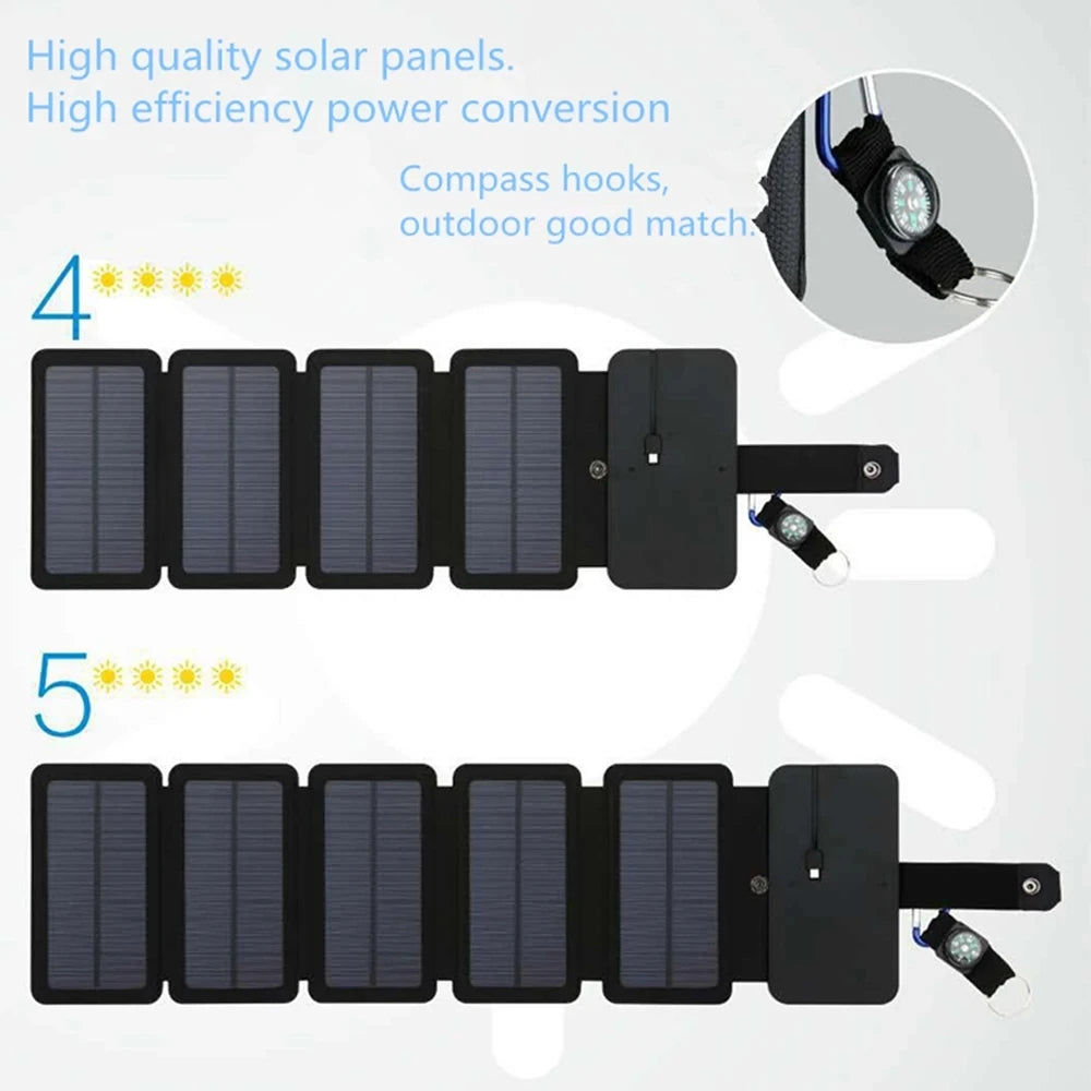Cargador de Panel Solar para exteriores, plegable, para acampar, senderismo, mochilero, viaje, alimentación para teléfono inteligente, dispositivo de salida USB portátil de 5V 2.4a