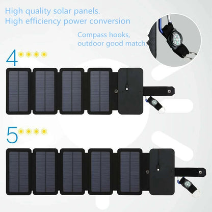 Cargador de Panel Solar para exteriores, plegable, para acampar, senderismo, mochilero, viaje, alimentación para teléfono inteligente, dispositivo de salida USB portátil de 5V 2.4a