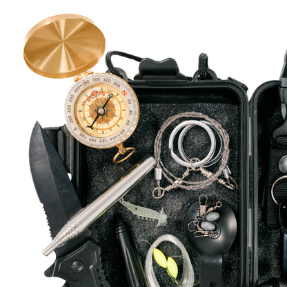 Compact Survival Bundle with essential tools for hiking, camping, or emergencies, perfect for any go-bag or car.