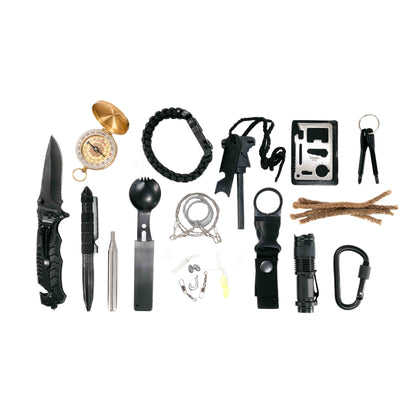 Compact Survival Bundle with 21 essential tools for hiking, camping, or roadside emergencies. Ready for anything!