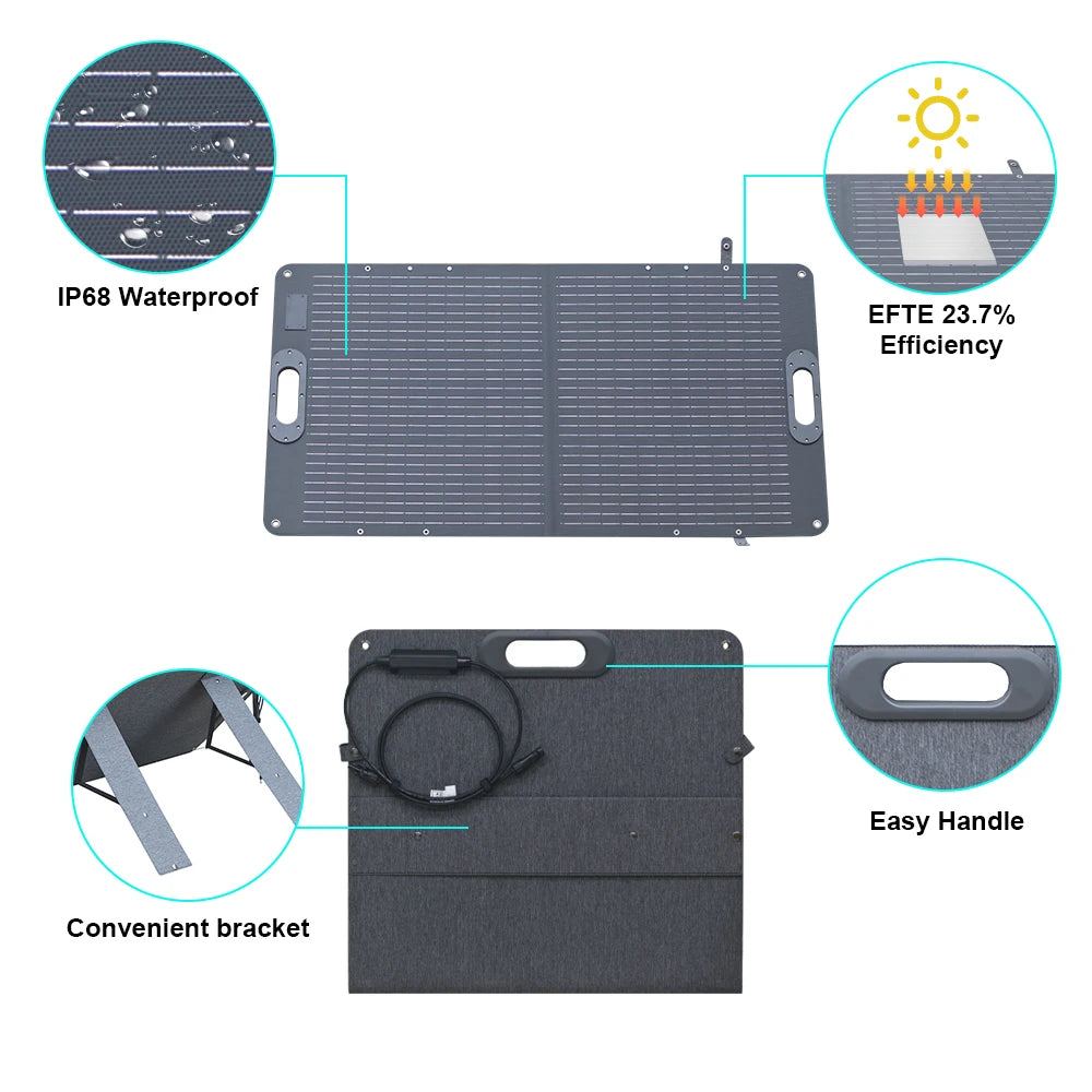 High-efficiency 100W Foldable Solar Panel from CTOLITY offers 20.5V, 4.88A max output for power stations and outdoor use.